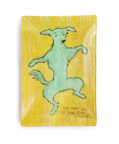 Dancing Dog Decoupage Plate