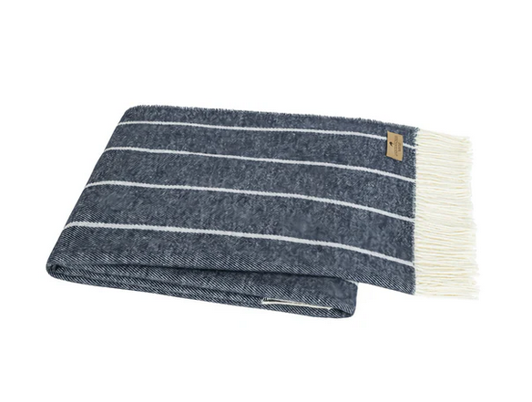Navy Fiji Striped Throw