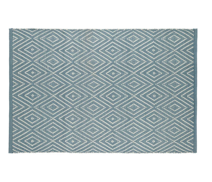 Diamond Slate and Light Blue Indoor/Outdoor Rug