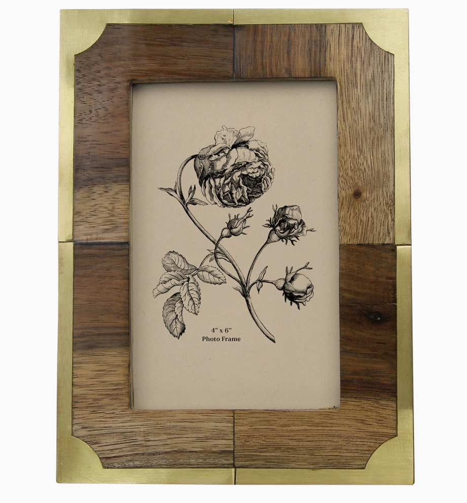 Brass Edge Teak Frame 4x6