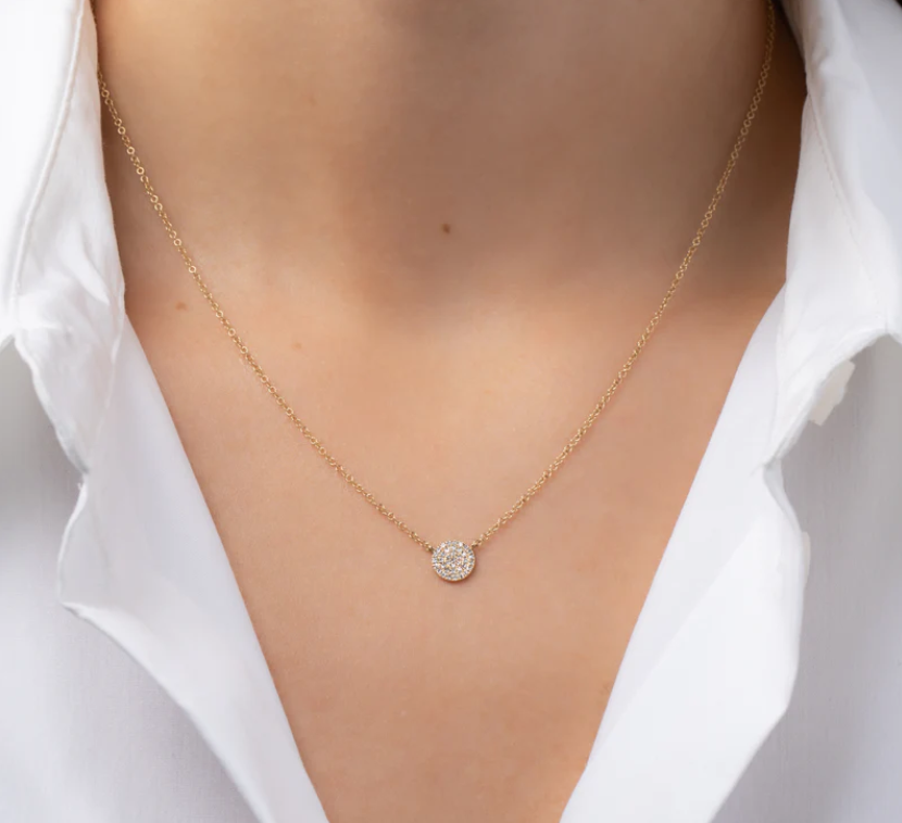 14K Zoe Lev Diamond Disc Necklace