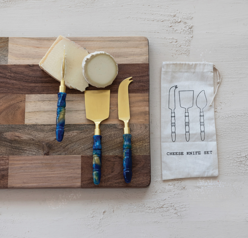 Cheese Knives in Blue Ombre