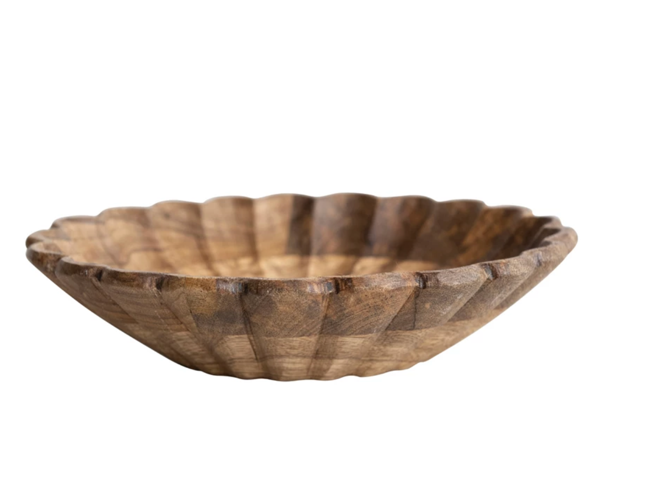 Natural Wood Scalloped Bowl