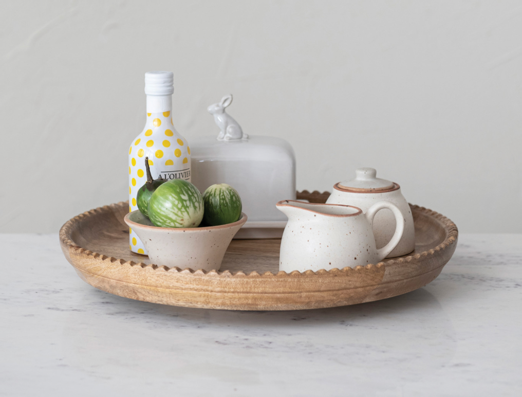 Wood Scalloped Edge Lazy Susan