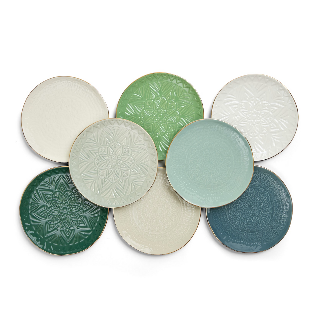 Blue Gold-Rim Stamped Plate