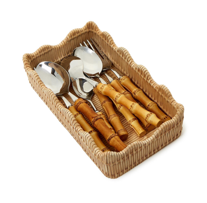 Scalloped Rattan Guest Towel Holder