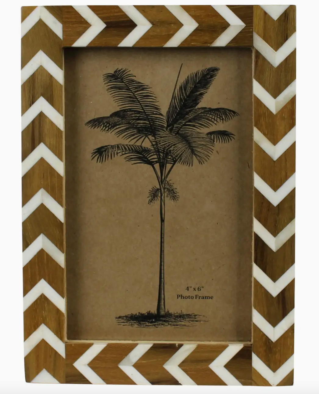Teak & Bone Chevron Frame
