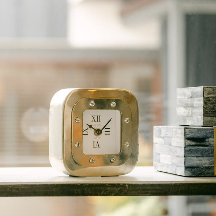 Square Clock in Silver Nickel