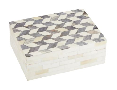 Gray and White Diamond Bone Box