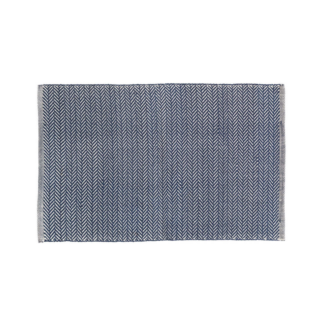 Herringbone Navy & White Outdoor Rug