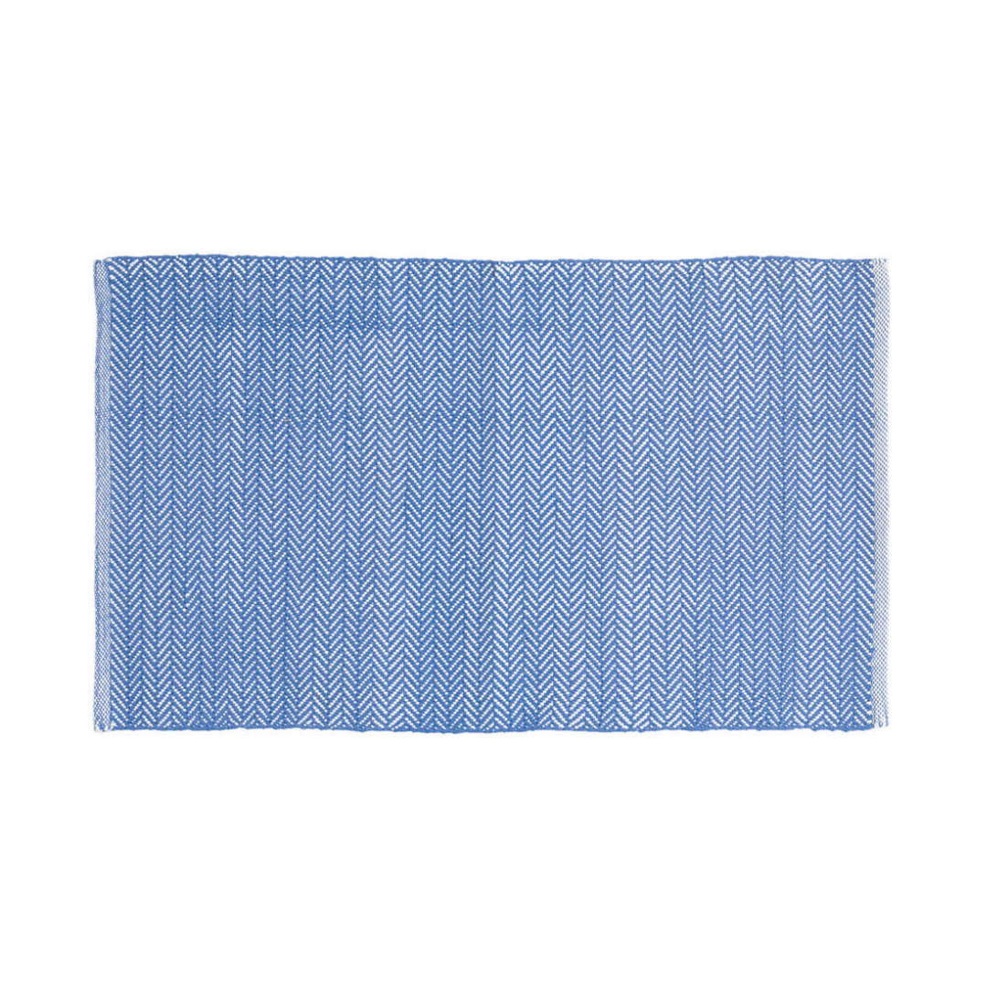 Herringbone French Blue & White Rug
