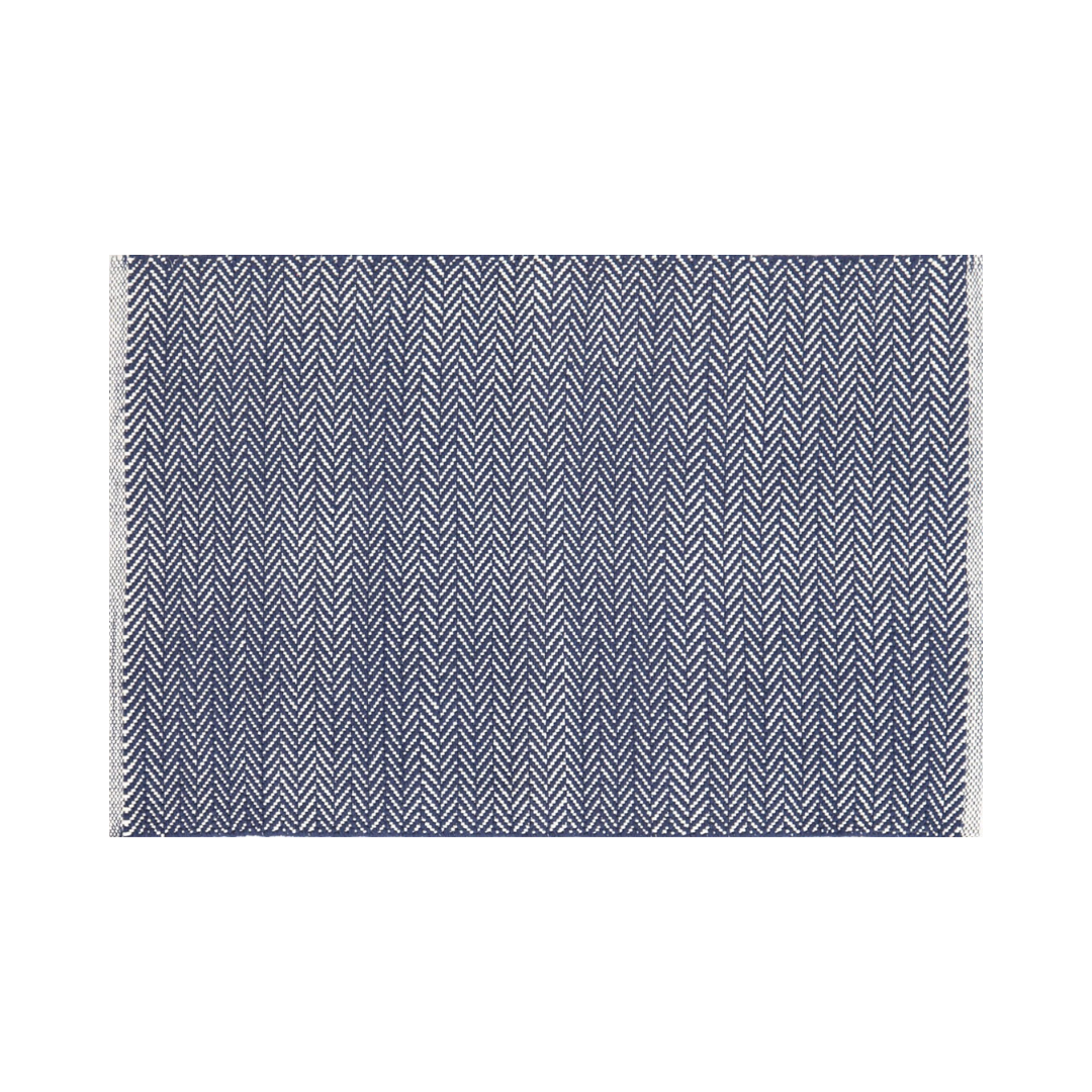 Herringbone Indigo & White Outdoor Rug