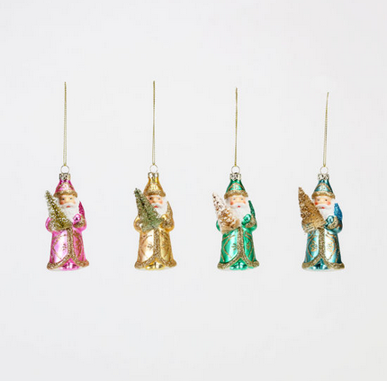 Cheery Glass Santa Ornament