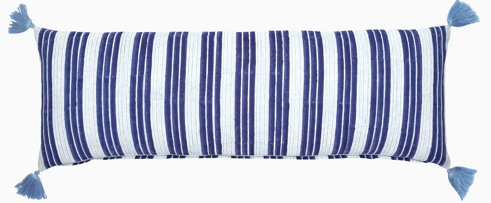 Vintage Stripe Indigo Lumbar PIllow