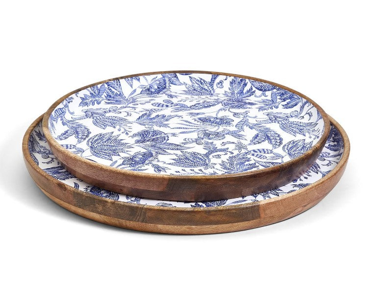 Blue Batik Round Trays