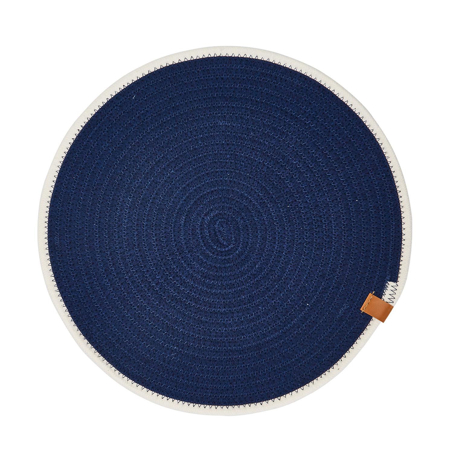 Navy Blue Round Woven Placemats