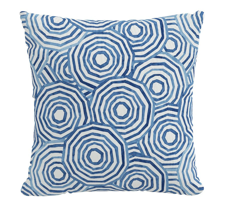 Blue Umbrella Swirl Outdoor Pillow