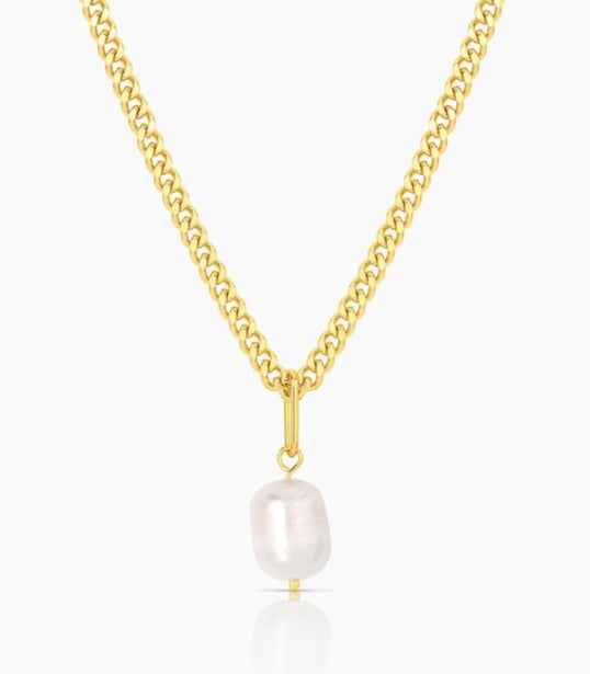 Colette Pearl Necklace with Curb Chain