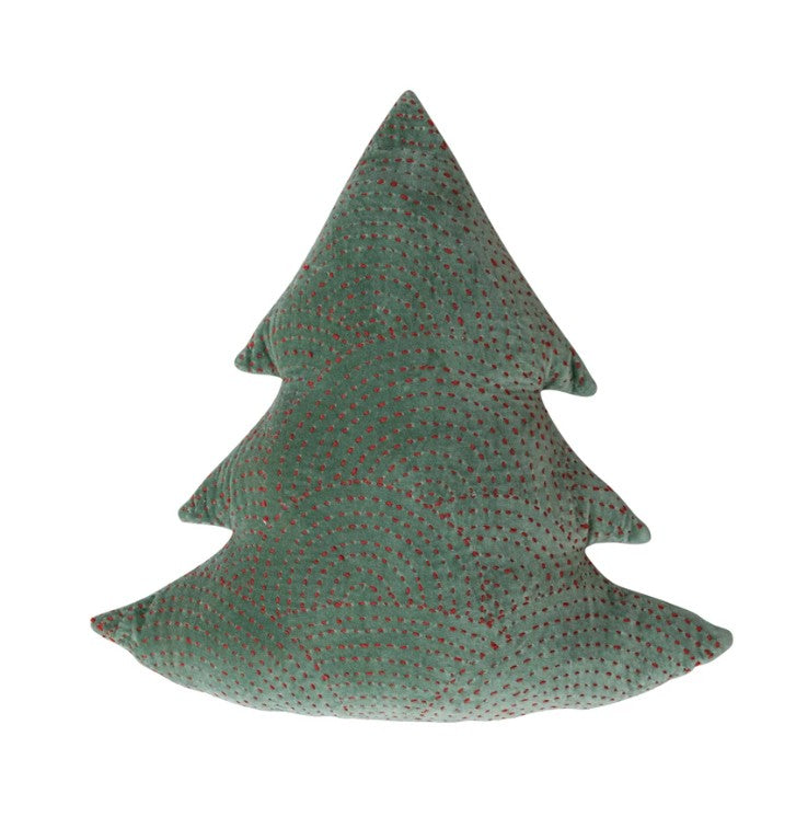 Green Velvet Tree Pillow