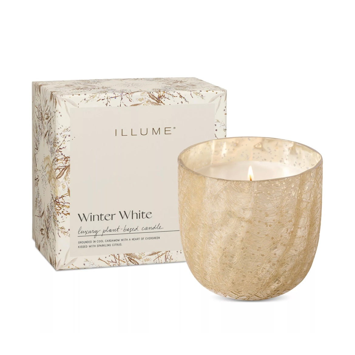 Winter White Gold Mercury Glass Candle