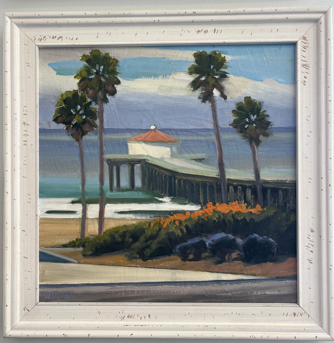 12x12&quot; Original Painting of Pier and Palms