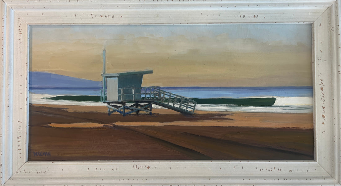 16&quot; x 9&quot; Original Painting of South Bay Lifeguard Tower