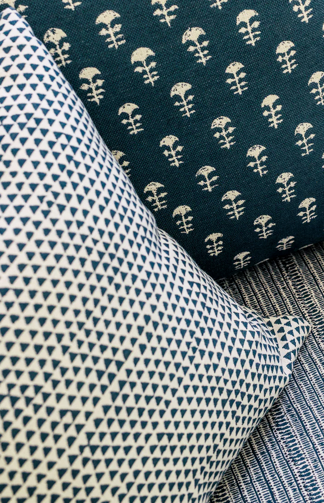 Huts Navy Outdoor Pillow