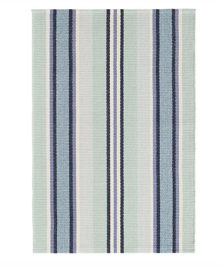 Barbados Green and Blue Striped Rug