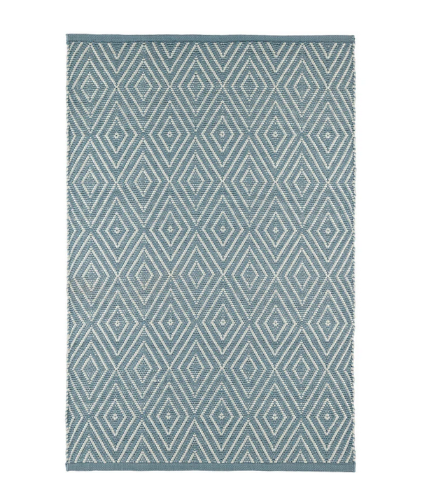 Diamond Slate and Light Blue Indoor/Outdoor Rug