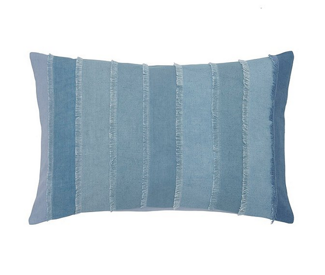 Fringed Light Indigo Pillow