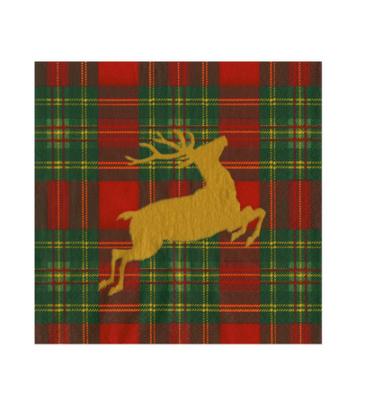 Reindeer Plaid Cocktail Napkin