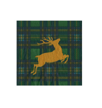 Reindeer Plaid Cocktail Napkin