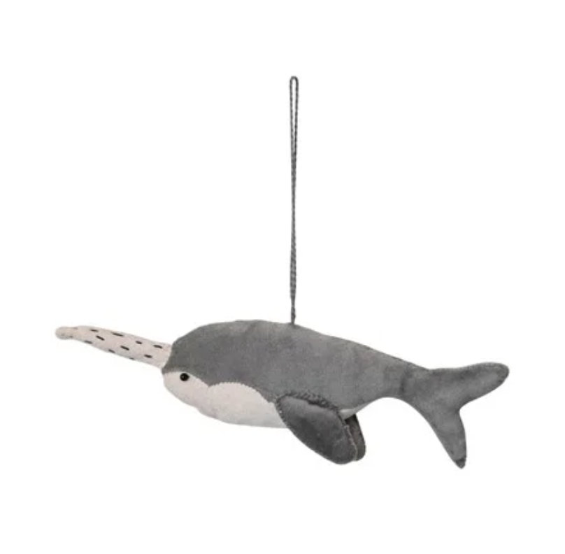 Velvet Narwhal Ornament