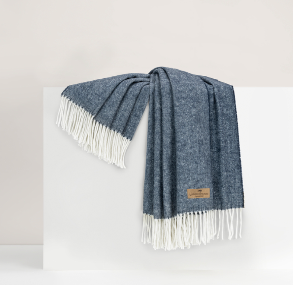Navy Herringbone Throw