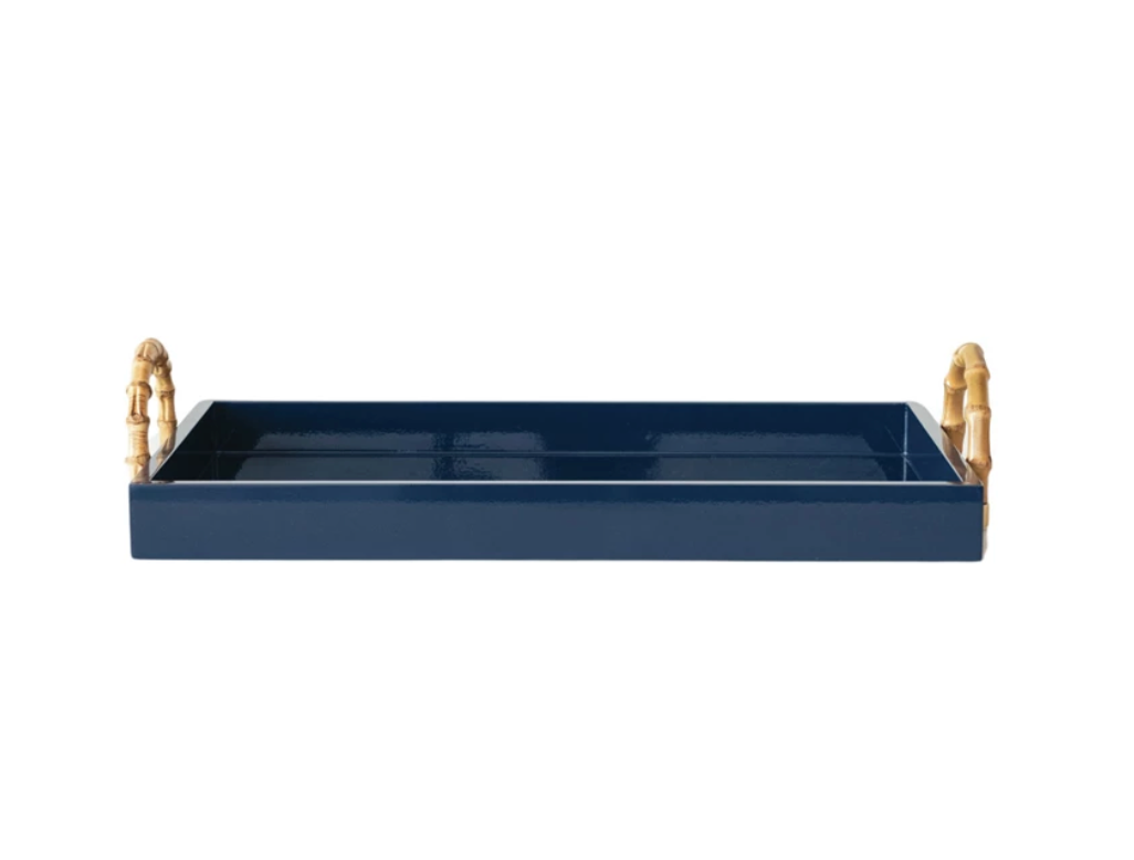 Bamboo Handle Navy Tray