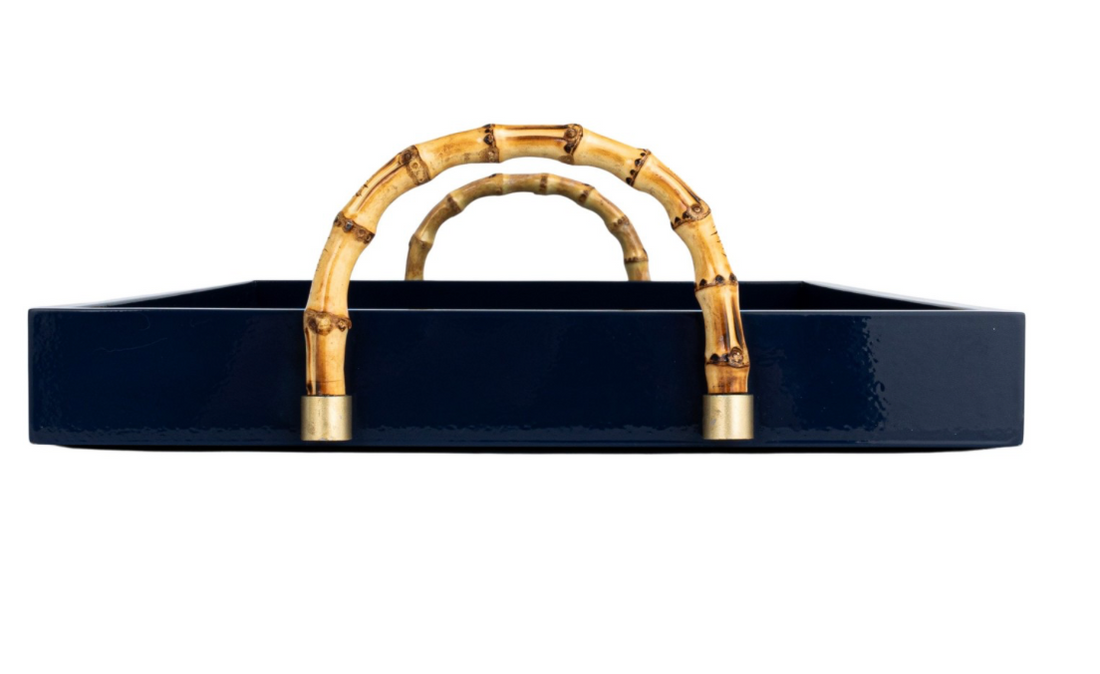 Bamboo Handle Navy Tray