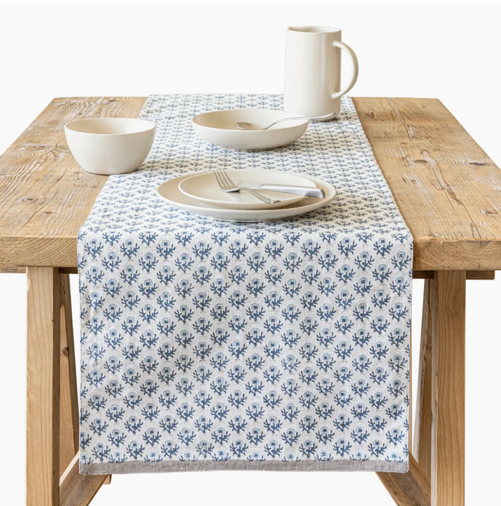 Hand Blocked Table Runner 18x90&quot;