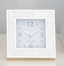 Addison Ross Mother of Pearl Shell &amp; Silver Alarm Clock