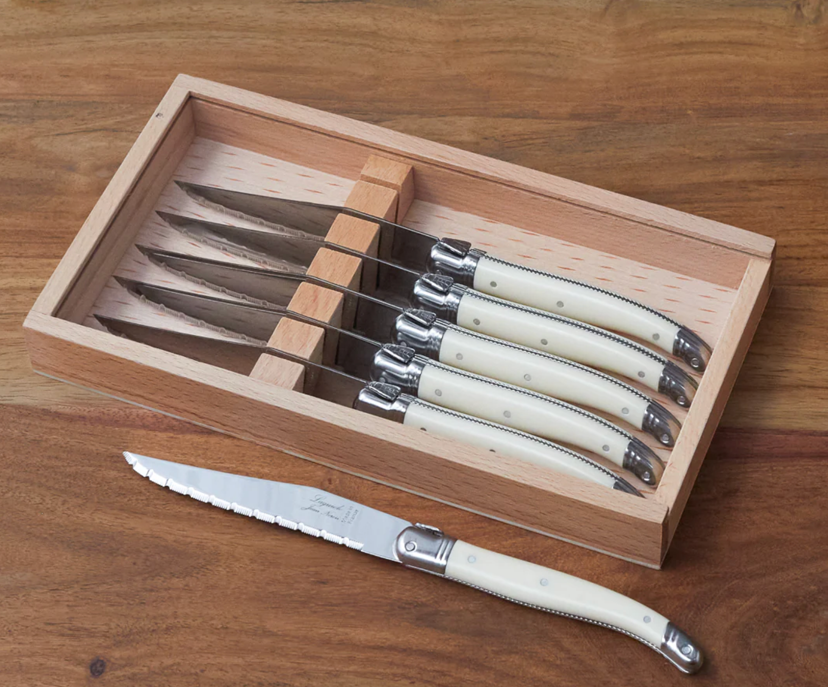 Laguiole 6 Piece Ivory Platine Knife Set
