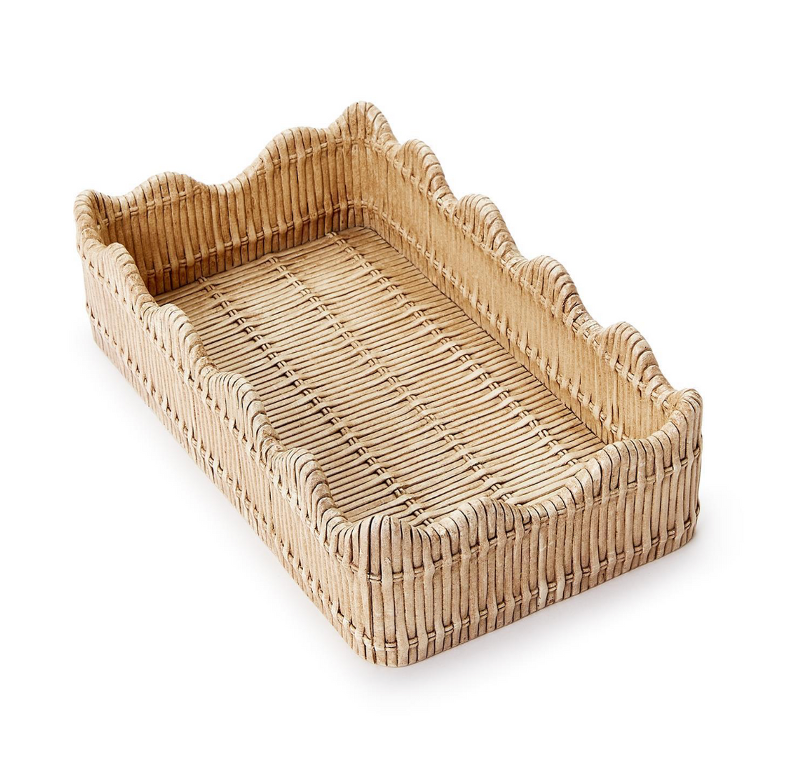 Scalloped Rattan Guest Towel Holder