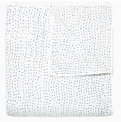 Hand Stitched Light Indigo King Quilt