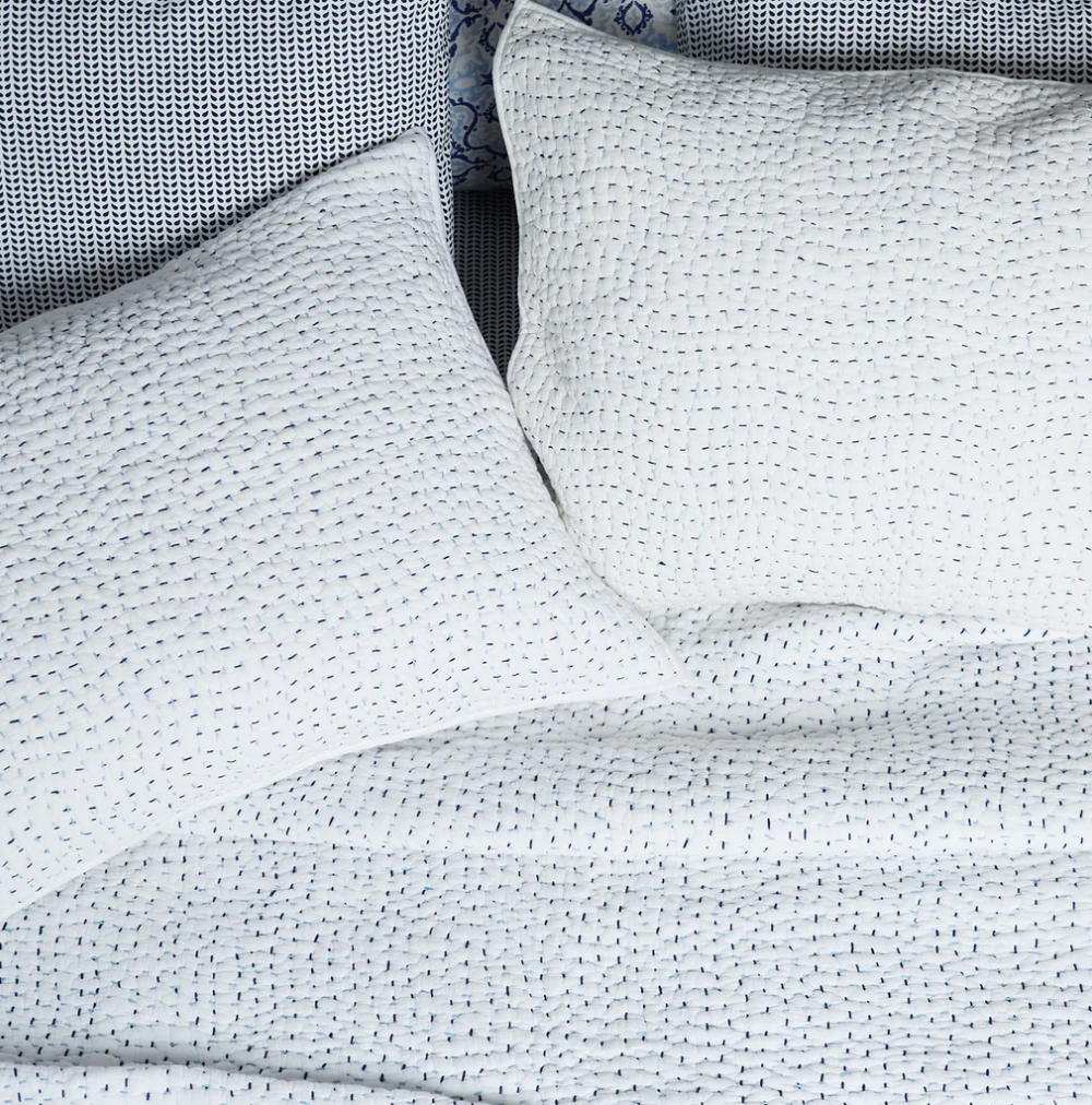 Hand Stitched Light Indigo King Quilt