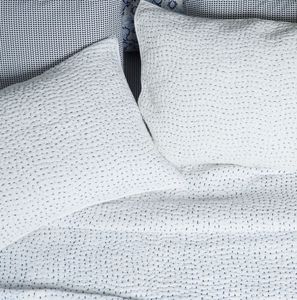 Hand Stitched Light Indigo King Quilt