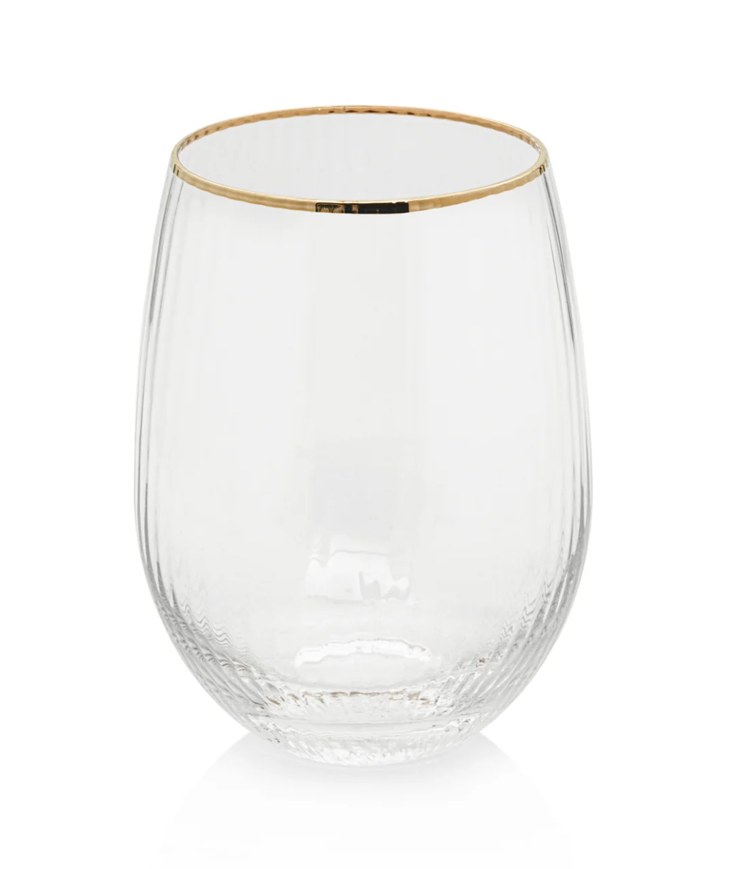 Optic Stemless Glass with Gold Rim