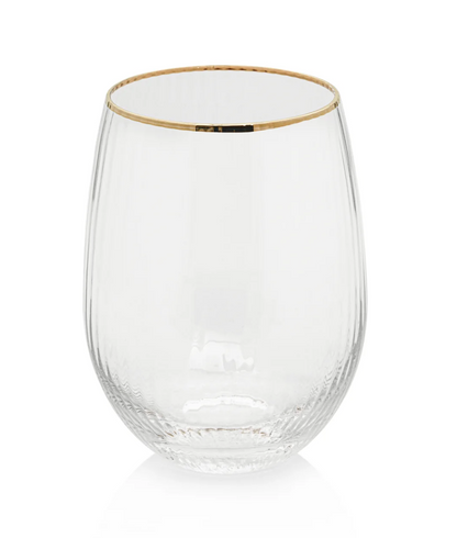 Optic Stemless Glass with Gold Rim
