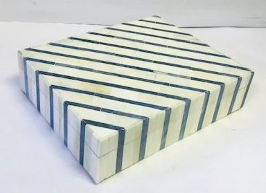 Diagonal Blue Striped Box