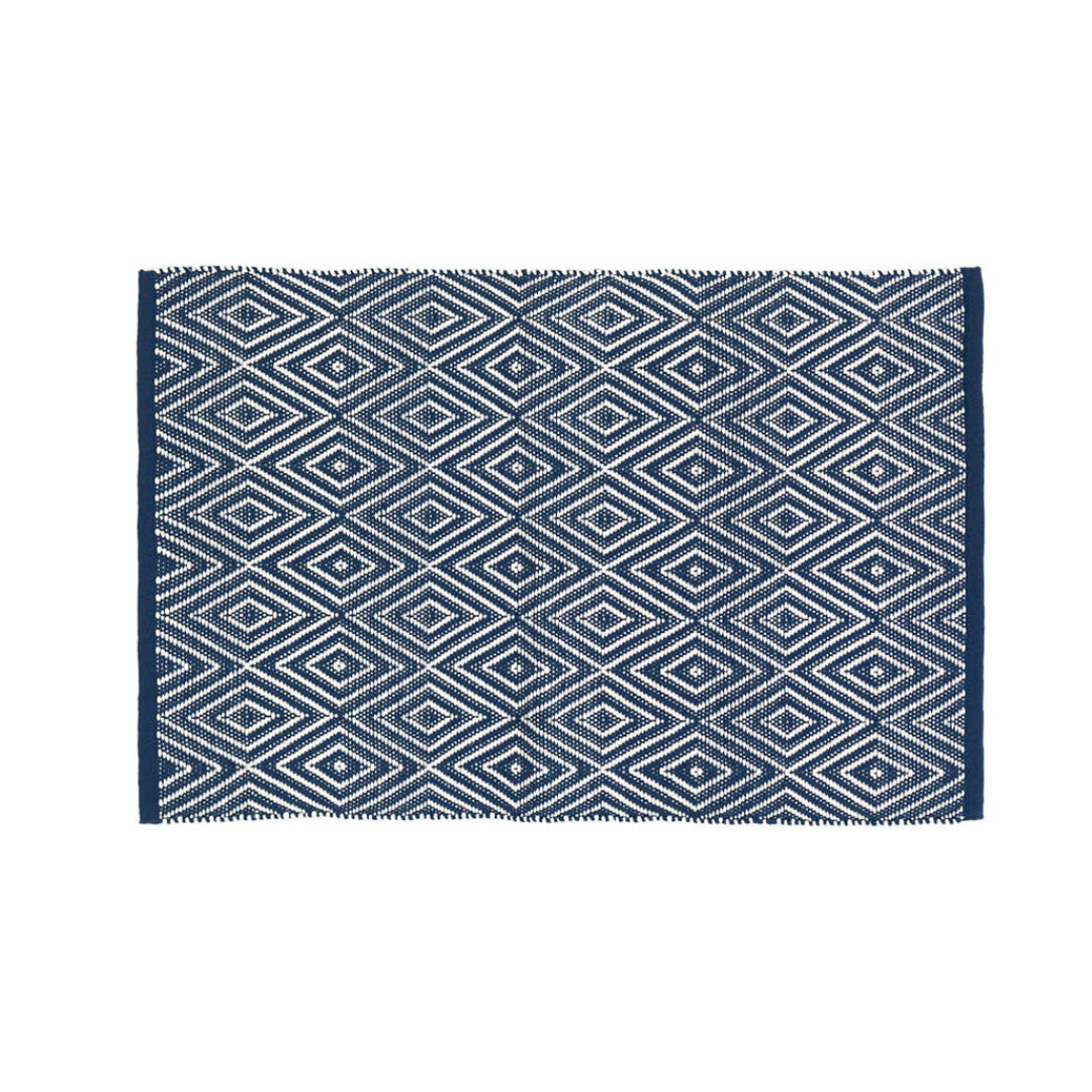 Diamond Navy and White Indoor/Outdoor Rug