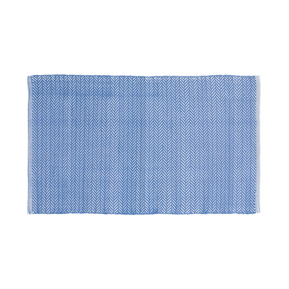 Herringbone French Blue &amp; White Rug