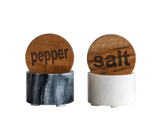 Marble Salt &amp; Pepper Pots with Lids
