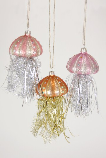 Glass Jellyfish with Tinsel